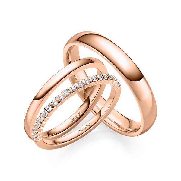 set in Red gold 14K (585/1000) half set with diamonds with in total 0,2 ct. brilliant tw,vs by acredo - A-2074-3 set in Red gold 14K (585/1000) half set with diamonds with in total 0,2 ct. brilliant tw,vs by acredo - A-2074-3