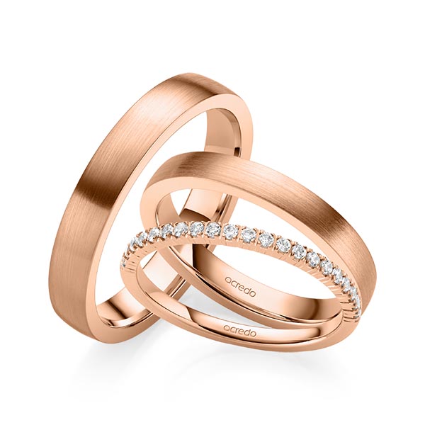 Set in roodgoud 14 kt. half gezet met in totaal 0,22 ct. Briljant tw,vs van acredo - A-2066-3 Set in roodgoud 14 kt. half gezet met in totaal 0,22 ct. Briljant tw,vs van acredo - A-2066-3
