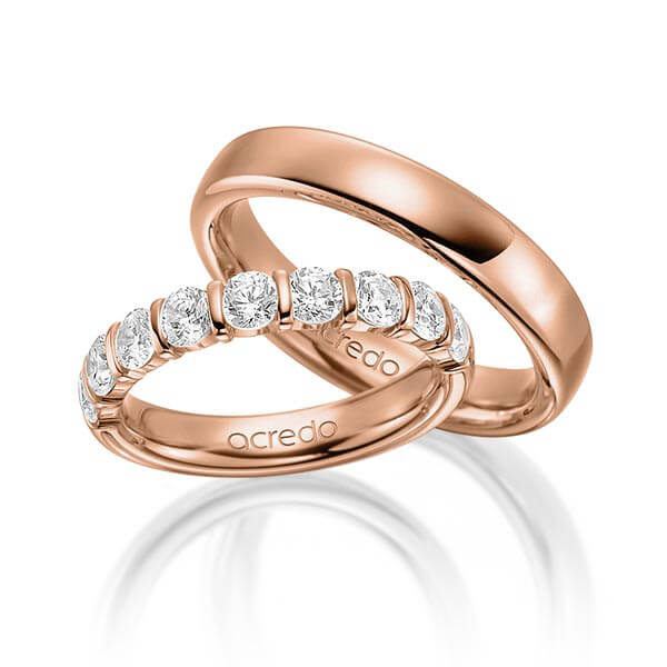 Set in roodgoud 14 kt. half gezet met in totaal 1,35 ct. Briljant tw,vs van acredo - A-1575-4 Set in roodgoud 14 kt. half gezet met in totaal 1,35 ct. Briljant tw,vs van acredo - A-1575-4