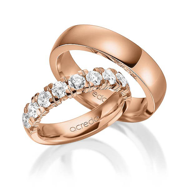 Set in roodgoud 14 kt. half gezet met in totaal 1,8 ct. Briljant tw,vs van acredo - A-1585-4 Set in roodgoud 14 kt. half gezet met in totaal 1,8 ct. Briljant tw,vs van acredo - A-1585-4