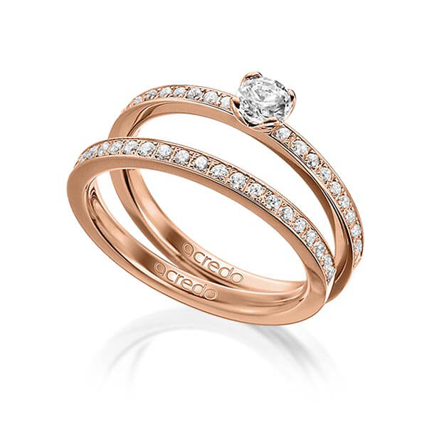 Set in roodgoud 14 kt. met 0,3 ct. + in totaal 0,42 ct. Briljanten & Briljant tw/si van acredo - A-1600-4 Set in roodgoud 14 kt. met 0,3 ct. + in totaal 0,42 ct. Briljanten & Briljant tw/si van acredo - A-1600-4
