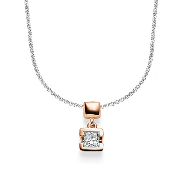 Set in roodgoud 14 kt. met in totaal 0,25 ct. Princess-Diamant tw/si van acredo - A-1610-11 Set in roodgoud 14 kt. met in totaal 0,25 ct. Princess-Diamant tw/si van acredo - A-1610-11