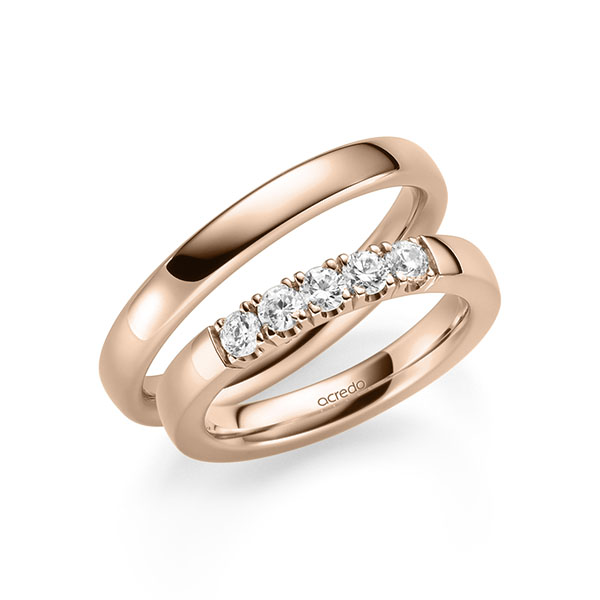 Set in roodgoud 14 kt. met in totaal 0,5 ct. Briljant tw/si van acredo - A-2115-3 Set in roodgoud 14 kt. met in totaal 0,5 ct. Briljant tw/si van acredo - A-2115-3
