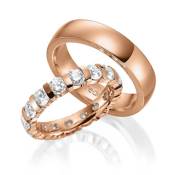 Set in roodgoud 14 kt. volledig gezet met in totaal 3,2 ct. Briljant tw,vs van acredo - A-1588-4 Set in roodgoud 14 kt. volledig gezet met in totaal 3,2 ct. Briljant tw,vs van acredo - A-1588-4