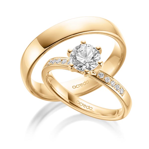 set in Rosé gold 14K (585/1000) with 1 ct. + in total 0,1 ct. brilliant tw,si by acredo - A-1925-3 set in Rosé gold 14K (585/1000) with 1 ct. + in total 0,1 ct. brilliant tw,si by acredo - A-1925-3