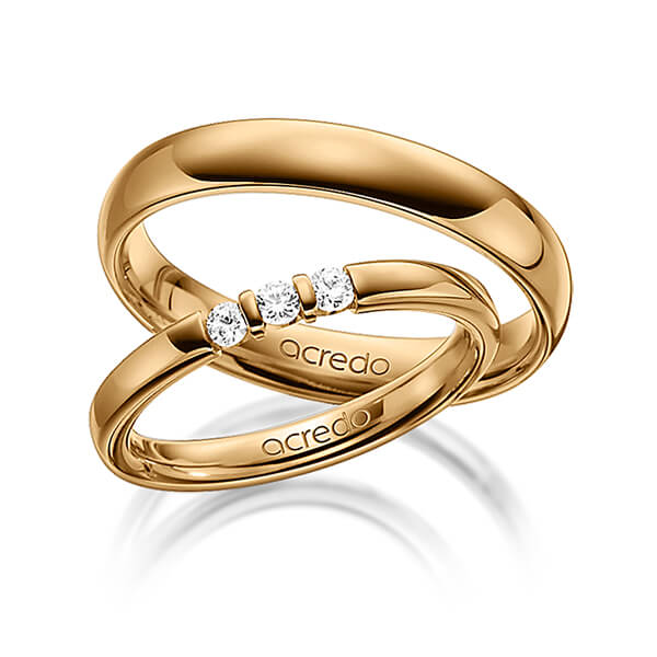 set in Rosé gold 14K (585/1000) with in total 0,15 ct. brilliant tw,vs by acredo - A-1308-3 set in Rosé gold 14K (585/1000) with in total 0,15 ct. brilliant tw,vs by acredo - A-1308-3