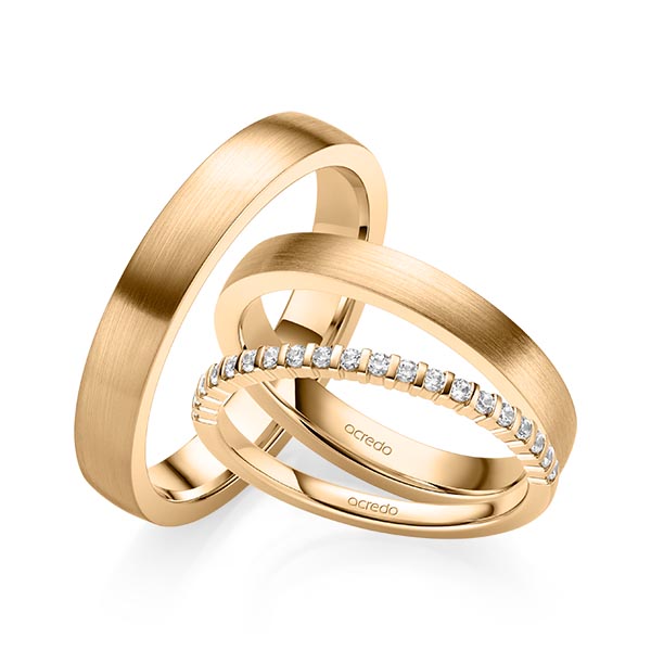 Set in Roségold 585 halbausgefasst mit zus. 0,2 ct. Brillant tw, vs von acredo - A-2065-2 Set in Roségold 585 halbausgefasst mit zus. 0,2 ct. Brillant tw, vs von acredo - A-2065-2