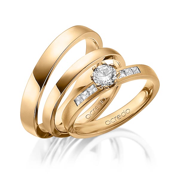 Set in Roségold 585 mit 0,4 ct. + zus. 0,18 ct. Brillant & Prinzess-Diamant tw, vs tw, si von acredo - A-1432-5 Set in Roségold 585 mit 0,4 ct. + zus. 0,18 ct. Brillant & Prinzess-Diamant tw, vs tw, si von acredo - A-1432-5
