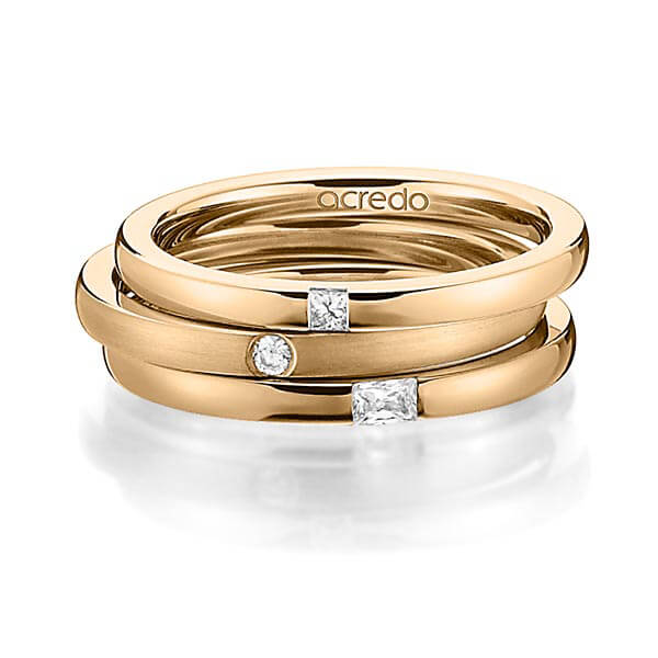 Set in Roségold 585 mit zus. 0,125 ct. Prinzess-Diamant & Brillant & Baguette-Diamant tw, si tw, vs von acredo - A-1445-5 Set in Roségold 585 mit zus. 0,125 ct. Prinzess-Diamant & Brillant & Baguette-Diamant tw, si tw, vs von acredo - A-1445-5