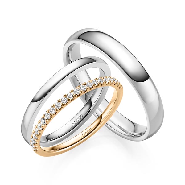 Set in roségoud 14 kt. half gezet met in totaal 0,22 ct. Briljant tw/si van acredo - A-2080-3 Set in roségoud 14 kt. half gezet met in totaal 0,22 ct. Briljant tw/si van acredo - A-2080-3