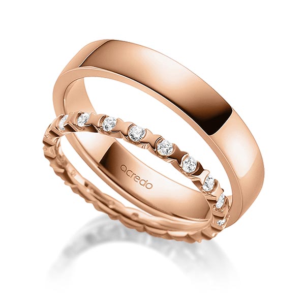 Set in Rotgold 585 vollausgefasst mit zus. 0,4 ct. Brillant tw, vs von acredo - A-1882-6