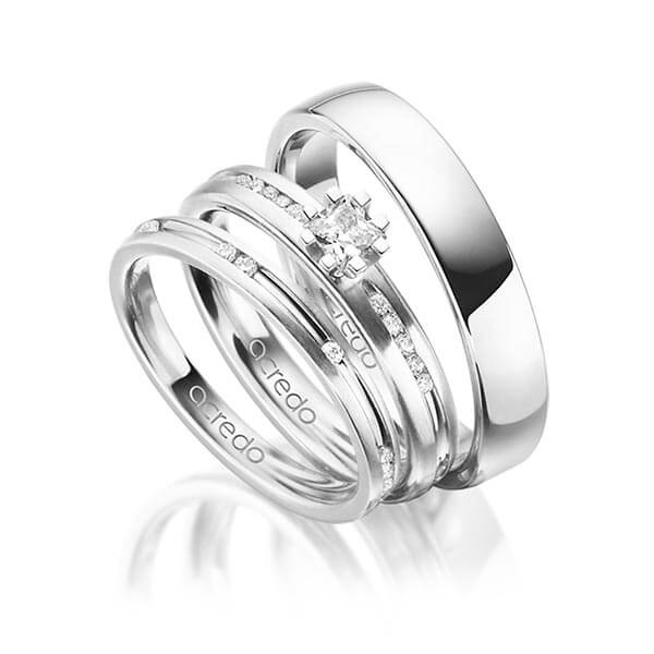 Set in Weissgold 585 mit zus. 0,47 ct. Brillant & Prinzess-Diamant tw, si von acredo - A-1429-5 Set in Weissgold 585 mit zus. 0,47 ct. Brillant & Prinzess-Diamant tw, si von acredo - A-1429-5