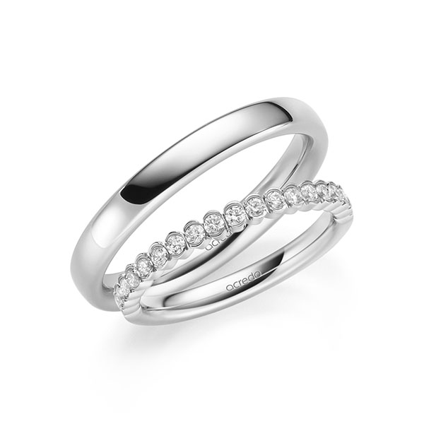 Set in witgoud 14 kt. half gezet met in totaal 0,38 ct. Briljant tw/si van acredo - A-2122-1 Set in witgoud 14 kt. half gezet met in totaal 0,38 ct. Briljant tw/si van acredo - A-2122-1