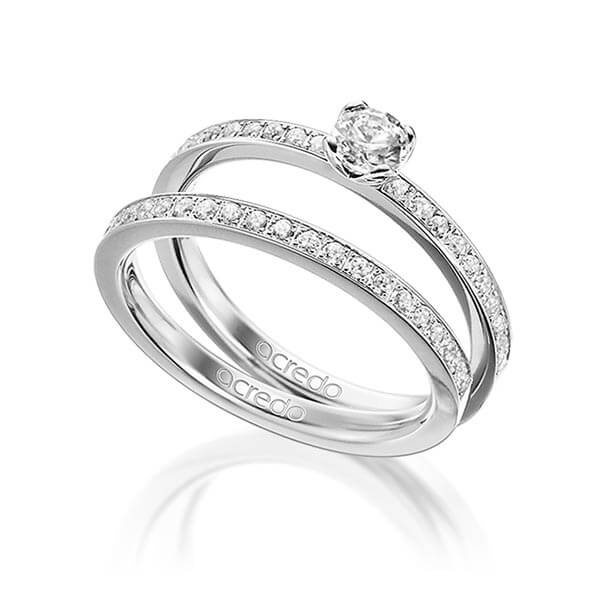 Set in witgoud 14 kt. met 0,3 ct. + in totaal 0,42 ct. Briljanten & Briljant tw/si van acredo - A-1600-1 Set in witgoud 14 kt. met 0,3 ct. + in totaal 0,42 ct. Briljanten & Briljant tw/si van acredo - A-1600-1