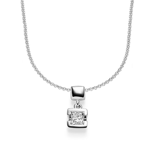 Set in witgoud 14 kt. met in totaal 0,25 ct. Princess-Diamant tw,vs van acredo - A-1610-12 Set in witgoud 14 kt. met in totaal 0,25 ct. Princess-Diamant tw,vs van acredo - A-1610-12