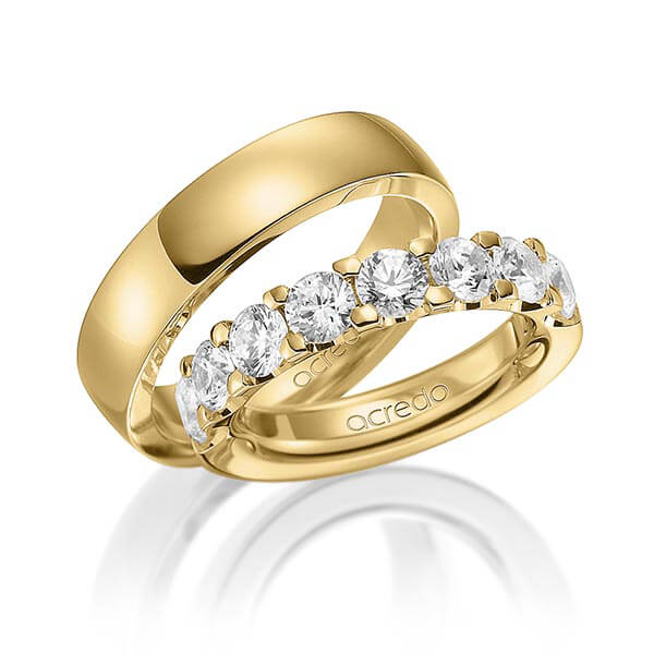 set in Yellow gold 14K (585/1000) half set with diamonds with 8x 0,3 ct. brilliant tw,vs by acredo - A-1578-4 set in Yellow gold 14K (585/1000) half set with diamonds with 8x 0,3 ct. brilliant tw,vs by acredo - A-1578-4