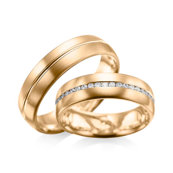 Set Klassieke Memoire-trouwringen in roségoud 14 kt. volledig gezet met in totaal 0,615 ct. Briljant tw/si van acredo - A-1031-10 Set Klassieke Memoire-trouwringen in roségoud 14 kt. volledig gezet met in totaal 0,615 ct. Briljant tw/si van acredo - A-1031-10