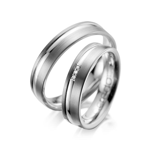 Set Klassieke trouwringen in dark grey gold 14 kt. met in totaal 0,015 ct. Briljant tw/si van acredo - A-1039-6 Set Klassieke trouwringen in dark grey gold 14 kt. met in totaal 0,015 ct. Briljant tw/si van acredo - A-1039-6