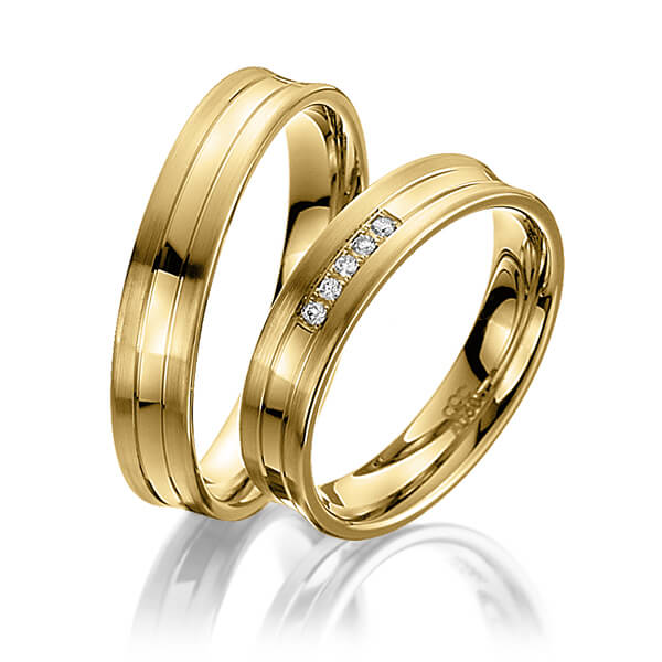 Set Klassieke trouwringen in geelgoud 14 kt. met in totaal 0,04 ct. Briljant tw/si van acredo - A-4003-5 Set Klassieke trouwringen in geelgoud 14 kt. met in totaal 0,04 ct. Briljant tw/si van acredo - A-4003-5