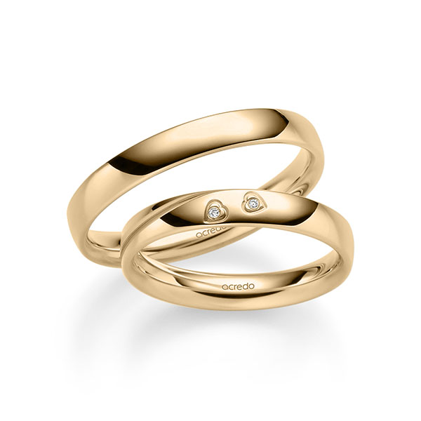 Set klassieke trouwringen in roségoud 14 kt. met in totaal 0,01 ct. Briljant tw/si van acredo - A-2350-1 Set klassieke trouwringen in roségoud 14 kt. met in totaal 0,01 ct. Briljant tw/si van acredo - A-2350-1