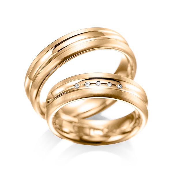 Set Klassieke trouwringen in roségoud 14 kt. met in totaal 0,025 ct. Briljant tw/si van acredo - A-1048-4 Set Klassieke trouwringen in roségoud 14 kt. met in totaal 0,025 ct. Briljant tw/si van acredo - A-1048-4