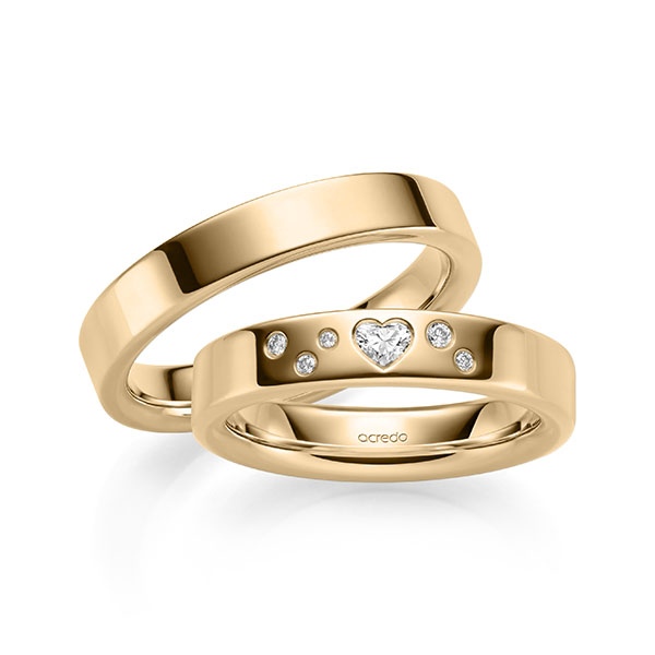 Set klassieke trouwringen in roségoud 14 kt. met in totaal 0,146 ct. Briljant & Hart-Diamant tw/si tw,vs van acredo - A-2135-3 Set klassieke trouwringen in roségoud 14 kt. met in totaal 0,146 ct. Briljant & Hart-Diamant tw/si tw,vs van acredo - A-2135-3