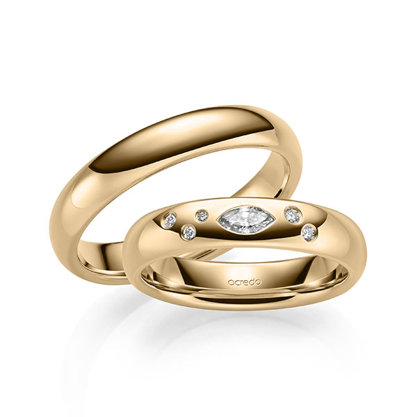 Set klassieke trouwringen in roségoud 14 kt. met in totaal 0,148 ct. Briljant tw,vs van acredo - A-2134-1 Set klassieke trouwringen in roségoud 14 kt. met in totaal 0,148 ct. Briljant tw,vs van acredo - A-2134-1