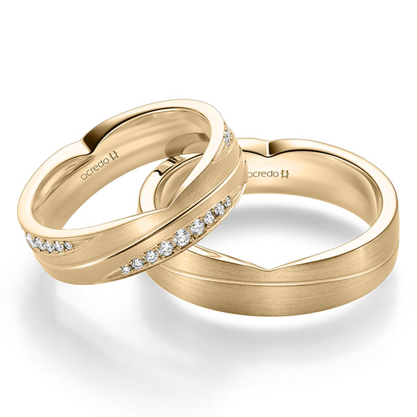Set Klassieke trouwringen in roségoud 14 kt. met in totaal 0,384 ct. Briljant tw/si van acredo - A-2356-2 Set Klassieke trouwringen in roségoud 14 kt. met in totaal 0,384 ct. Briljant tw/si van acredo - A-2356-2