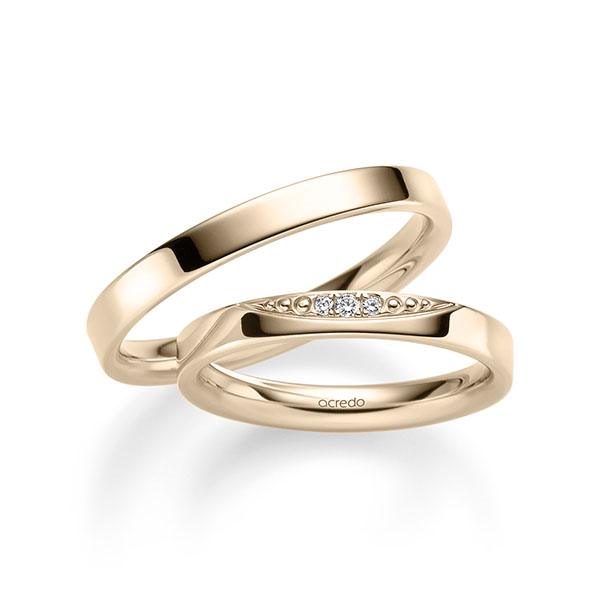 Set klassieke trouwringen in Signature Gold 585 met in totaal 0,031 ct. Briljant tw/si van acredo - A-2351-5 Set klassieke trouwringen in Signature Gold 585 met in totaal 0,031 ct. Briljant tw/si van acredo - A-2351-5