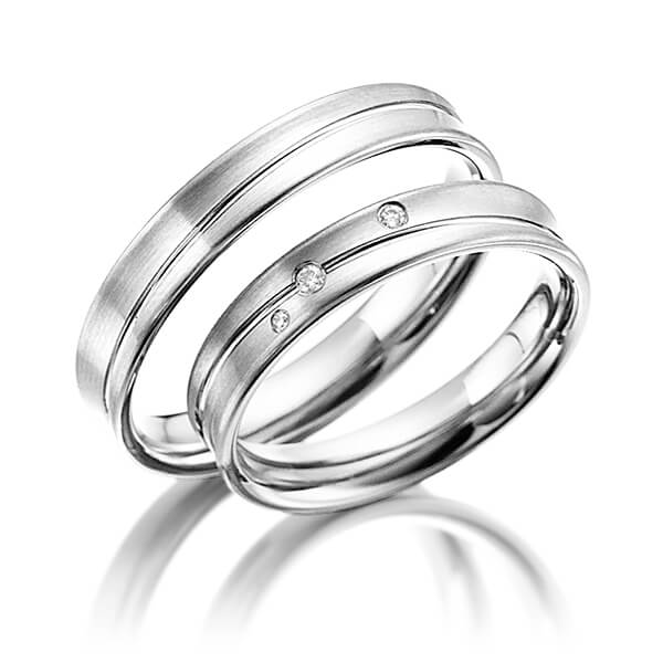 Set Klassieke trouwringen in witgoud 14 kt. met in totaal 0,03 ct. Briljant tw/si van acredo - A-3009-1 Set Klassieke trouwringen in witgoud 14 kt. met in totaal 0,03 ct. Briljant tw/si van acredo - A-3009-1
