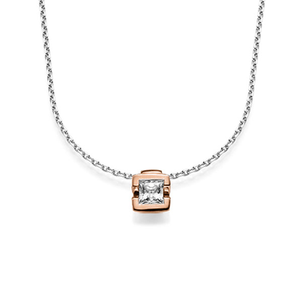 Straight pendant in Red gold 14K (585/1000) with 0,5 ct. princess diamond tw,vs by acredo - A-1567-5 Straight pendant in Red gold 14K (585/1000) with 0,5 ct. princess diamond tw,vs by acredo - A-1567-5