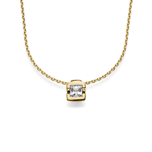 Straight pendant in Yellow gold 14K (585/1000) with 0,5 ct. princess diamond tw,vs by acredo - A-1567-2 Straight pendant in Yellow gold 14K (585/1000) with 0,5 ct. princess diamond tw,vs by acredo - A-1567-2