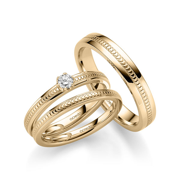 Tri-Set in Roségold 585 mit zus. 0,15 ct. Brillant tw, si von acredo - A-2380-3 Tri-Set in Roségold 585 mit zus. 0,15 ct. Brillant tw, si von acredo - A-2380-3