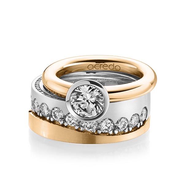 Tri-Set in Roségold 585 Weissgold 585 mit 1 ct. + zus. 1,385 ct. Brillant tw, vs tw, si von acredo - A-1237-1 Tri-Set in Roségold 585 Weissgold 585 mit 1 ct. + zus. 1,385 ct. Brillant tw, vs tw, si von acredo - A-1237-1