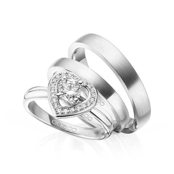 Tri-Set in Weißgold 750 mit 0,4 ct. 22 St. zusammen 0,11ct. Brillant tw, si von acredo - A-1444-5 Tri-Set in Weißgold 750 mit 0,4 ct. 22 St. zusammen 0,11ct. Brillant tw, si von acredo - A-1444-5