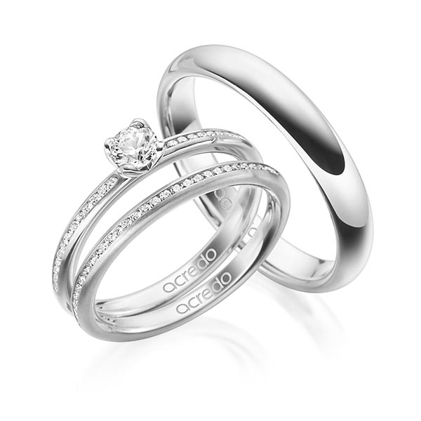 tri-set in White gold 14K (585/1000) with 0,3 ct. + in total 0,28 ct. brilliant tw,si by acredo - A-1602-1 tri-set in White gold 14K (585/1000) with 0,3 ct. + in total 0,28 ct. brilliant tw,si by acredo - A-1602-1