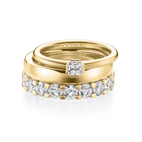 Triset in Gelbgold 750 mit zus. 3,29 ct. Prinzess-Diamant & Brillant tw, si tw, vs von acredo - A-1236-14 Triset in Gelbgold 750 mit zus. 3,29 ct. Prinzess-Diamant & Brillant tw, si tw, vs von acredo - A-1236-14