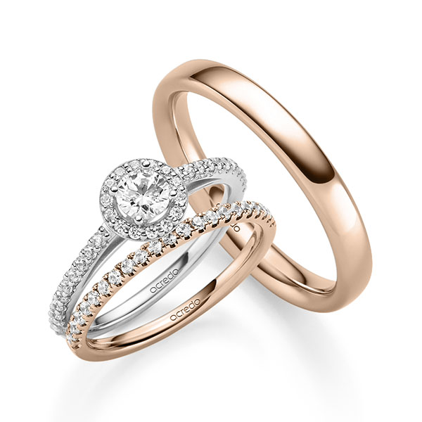 Triset in Weißgold 585 mit 0,3 ct. + zus. 0,518 ct. Brillant tw, vs tw, si von acredo - A-2427-9